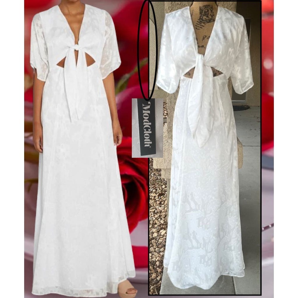 Modcloth X Hutch Love in the Abstract Maxi Dress Off White Size 6
